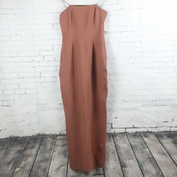 ZARA BROWN STRAPLESS BODYCON MIDI DRESS SIZE MEDIUM NWT - Picture 6 of 11